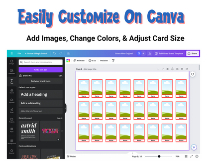 Custom Guess Who Template | Printable Guess Who Game | DIY Guess Who | Edit On Canva
