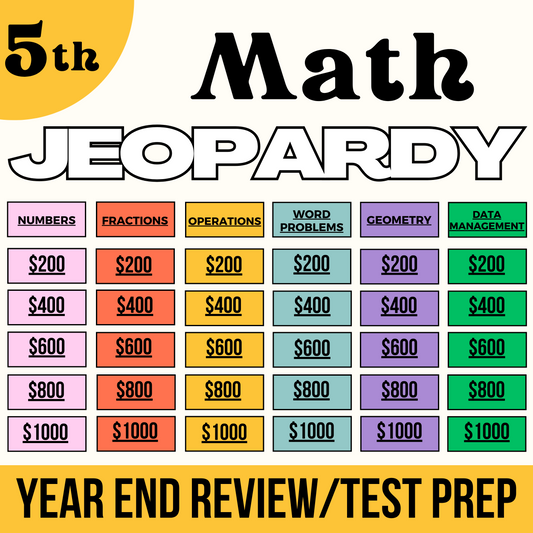 Grade 5 Math Jeoprody Template- End Of Year Review