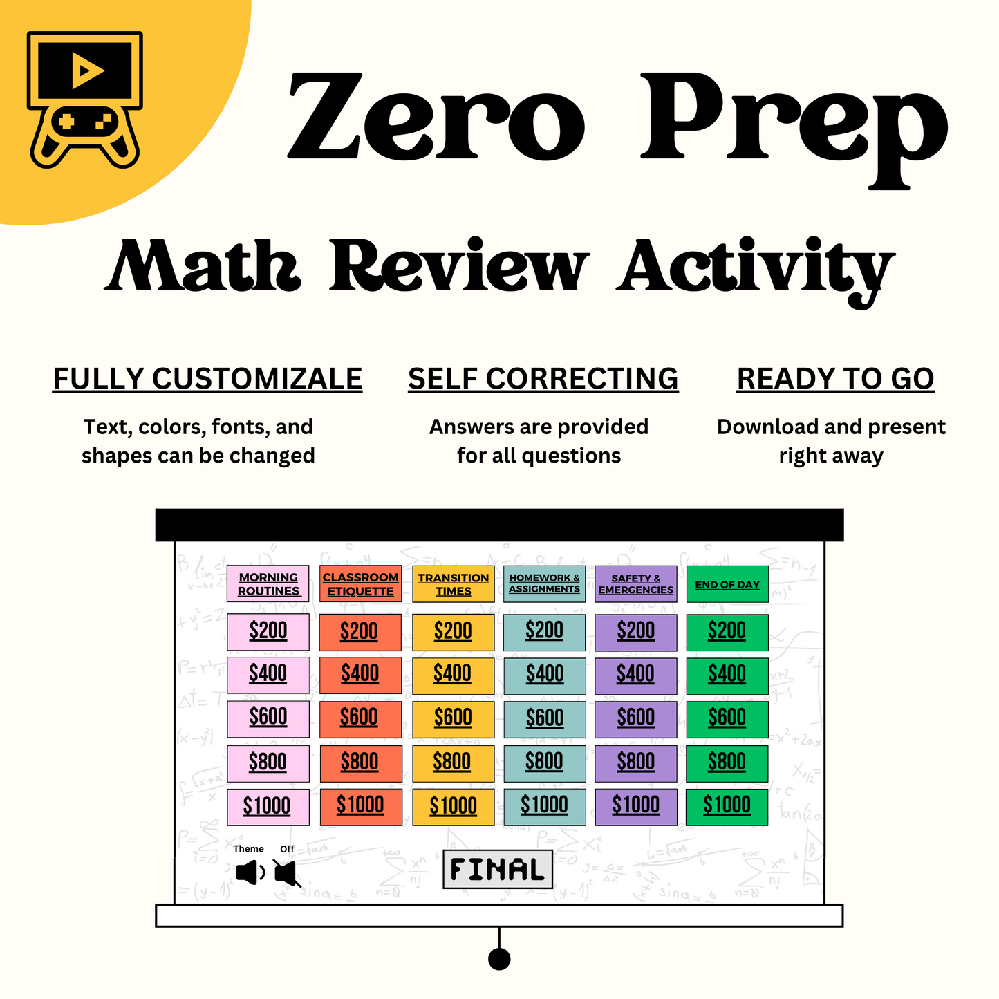 Grade 5 Math Jeoprody Template- End Of Year Review