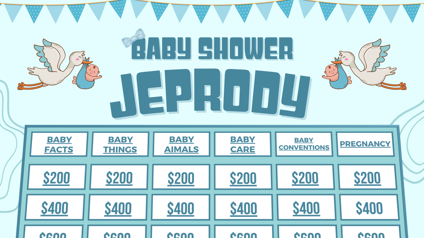 Baby Shower Jeoprody Template- Boy