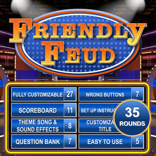 Friendly Feud Template | Powerpoint Games | Party Games | Family Game Night | Trivia Night | Party Game | Powerpoint Game